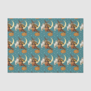 Vintage Witch And Owl On The Moon Tissue Paper