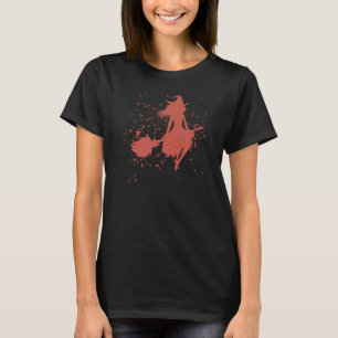 Vintage Witch Autumn Leaves Cottagecore Fall Women T-Shirt