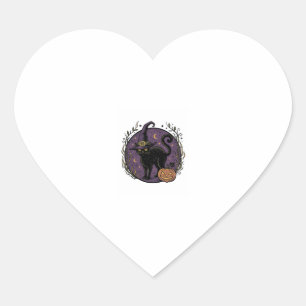 Vintage Witch Cat Halloween Vector Shirt Design_1 Heart Sticker