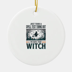 Vintage Witch DNA Humor Halloween Vector Design_1 Ceramic Ornament