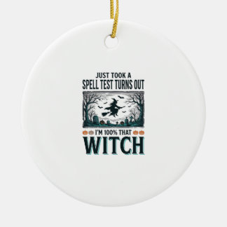 Vintage Witch DNA Humour Halloween Vector Design_1 Ceramic Ornament