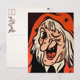 Vintage Witch Face Decoration Postcard