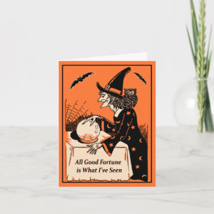 Vintage Witch Fortune Teller Halloween Card