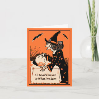 Vintage Witch Fortune Teller Halloween Card