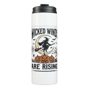 Vintage Witch Halloween Broomstick Pumpkin Moon Ar Thermal Tumbler