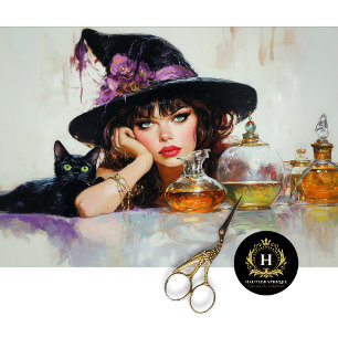 Vintage Witch Halloween Decoupage  Tissue Paper