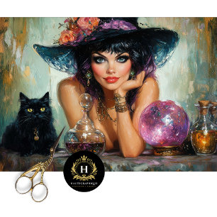 Vintage Witch Halloween Decoupage  Tissue Paper