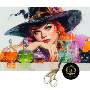 Vintage Witch Halloween Decoupage  Tissue Paper