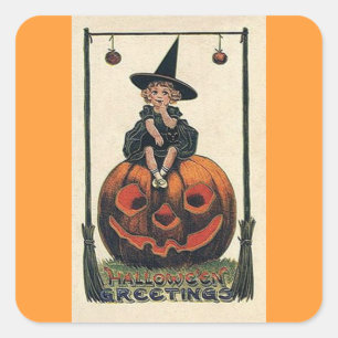 Vintage Witch Halloween Designs Square Sticker