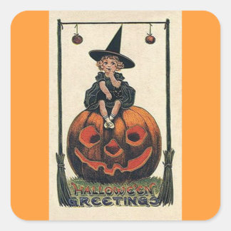 Vintage Witch Halloween Designs Square Sticker