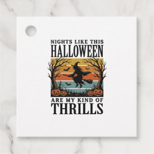 Vintage Witch Halloween Fright Scene Engraving Des Favour Tags