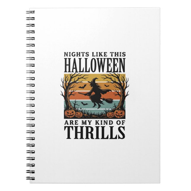 Vintage Witch Halloween Fright Scene Engraving Des Notebook (Front)