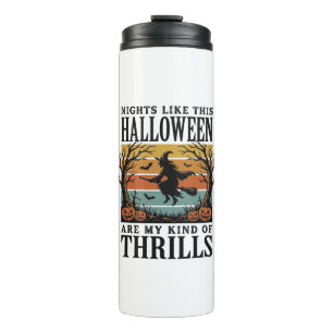 Vintage Witch Halloween Fright Scene Engraving Des Thermal Tumbler
