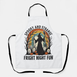 Vintage Witch Halloween Graveyard Silhouette Art_1 Apron