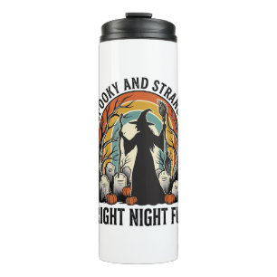 Vintage Witch Halloween Graveyard Silhouette Art_1 Thermal Tumbler