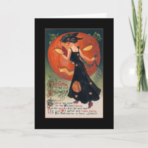 Vintage Witch Halloween Greeting w/Bloody Text Invitation