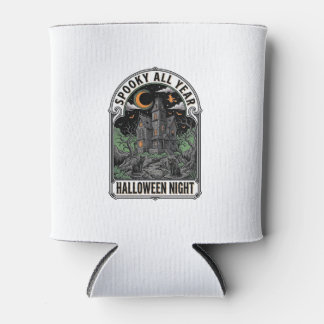 Vintage Witch Halloween Haunted House Shirt_1 Can Cooler