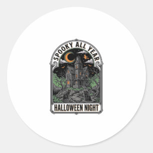 Vintage Witch Halloween Haunted House Shirt_1 Classic Round Sticker