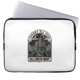 Vintage Witch Halloween Haunted House Shirt_1 Laptop Sleeve