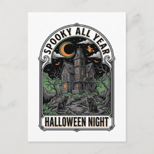 Vintage Witch Halloween Haunted House Shirt_1 Postcard