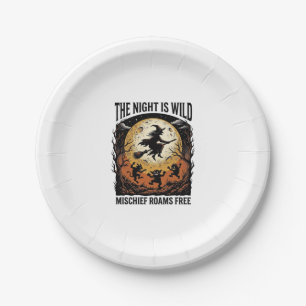 Vintage Witch Halloween Moonlit Mischief Graphic_1 Paper Plate