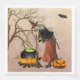 Vintage Witch Halloween Paper Napkin