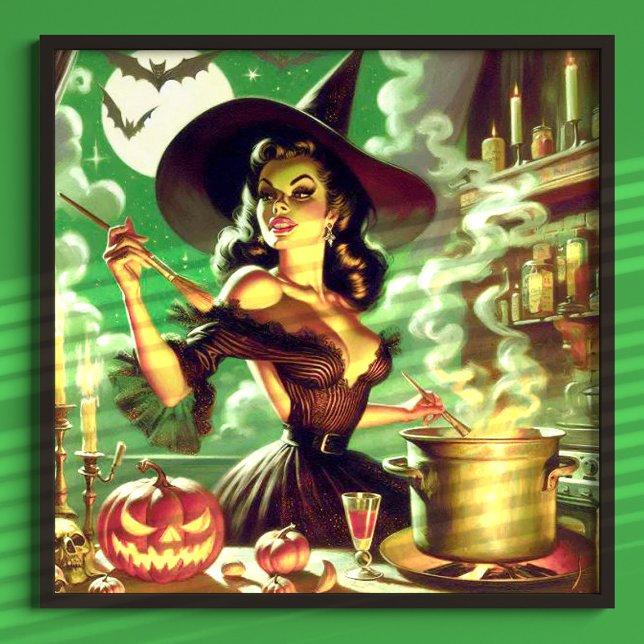 Vintage Witch Halloween Pin-Up Poster (Creator Uploaded)