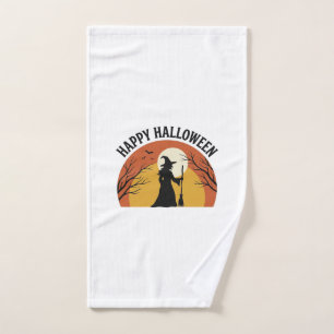 Vintage Witch Happy Halloween Shirt Design_1 Hand Towel