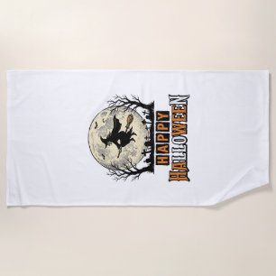 Vintage Witch Happy Halloween Vector Design_1 Beach Towel
