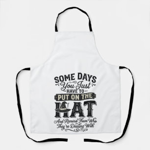 Vintage Witch Hat Funny Halloween Typography Desig Apron