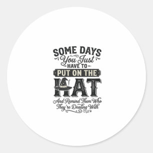 Vintage Witch Hat Funny Halloween Typography Desig Classic Round Sticker