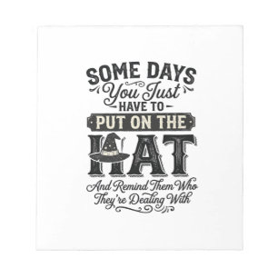Vintage Witch Hat Funny Halloween Typography Desig Notepad