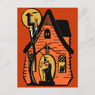 Vintage Witch House Postcard