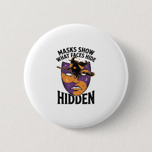 Vintage Witch Mask Halloween Face Illusion Art_1 6 Cm Round Badge