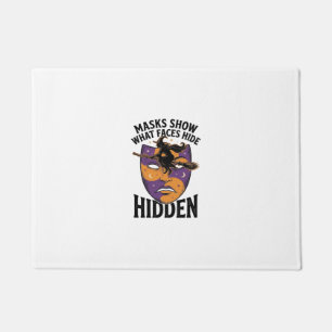 Vintage Witch Mask Halloween Face Illusion Art_1 Doormat