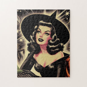 Vintage Witch Pin Up Jigsaw Puzzle