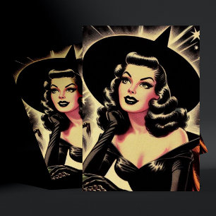 Vintage Witch Pin Up Postcard