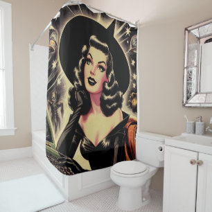 Vintage Witch Pin Up Shower Curtain