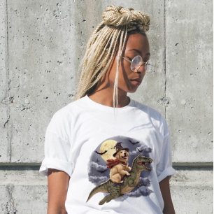 Vintage Witch Retriever & T Rex Halloween Tee