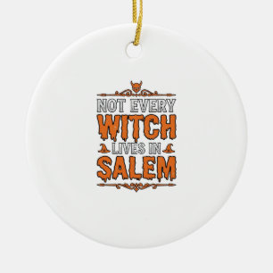 Vintage Witch Salem Halloween Typography Design_1 Ceramic Ornament