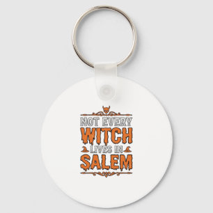 Vintage Witch Salem Halloween Typography Design_1 Key Ring