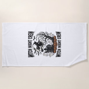 Vintage Witch Shirt Halloween Coven Night Graphic_ Beach Towel