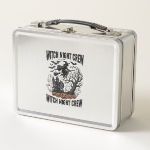 Vintage Witch Shirt Halloween Coven Night Graphic_ Metal Lunch Box
