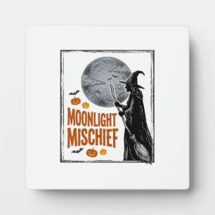 Vintage Witch Shirt Halloween Moon Silhouette_1 Plaque