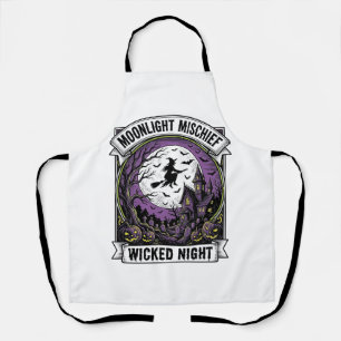 Vintage Witch Shirt Moonlit Haunted Halloween Art_ Apron