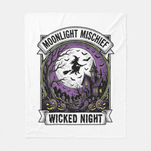 Vintage Witch Shirt Moonlit Haunted Halloween Art_ Fleece Blanket