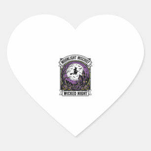 Vintage Witch Shirt Moonlit Haunted Halloween Art_ Heart Sticker