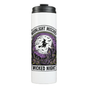 Vintage Witch Shirt Moonlit Haunted Halloween Art_ Thermal Tumbler