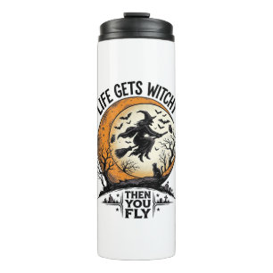 Vintage Witch Shirt Retro Halloween Flying Witch A Thermal Tumbler