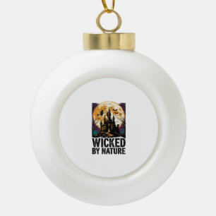 Vintage Witch Shirt Spooky Haunted Castle Hallowee Ceramic Ball Christmas Ornament